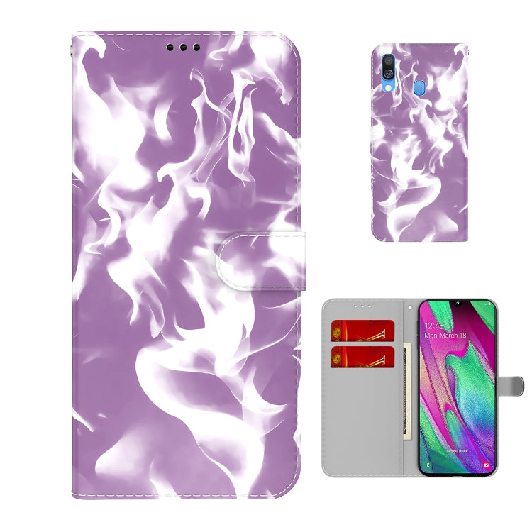 For Samsung Galaxy A40 Cloud Fog Pattern Horizontal Flip Leather Case with Holder & Card Slot & Wallet
