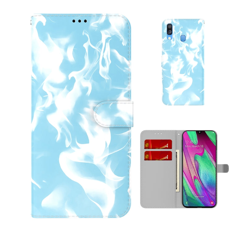 For Samsung Galaxy A40 Cloud Fog Pattern Horizontal Flip Leather Case with Holder & Card Slot & Wallet