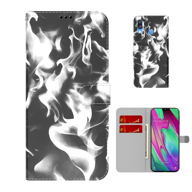 For Samsung Galaxy A40 Cloud Fog Pattern Horizontal Flip Leather Case with Holder & Card Slot & Wallet