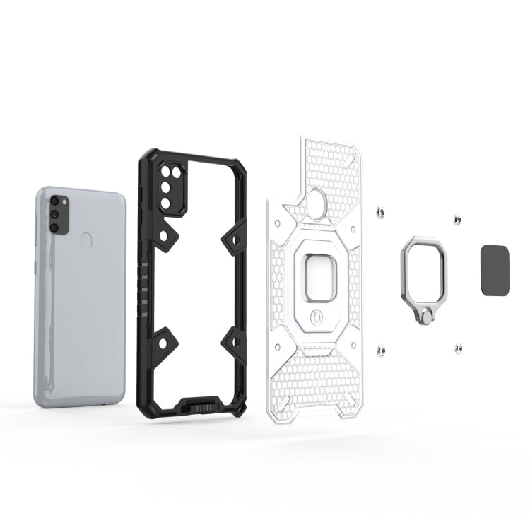 For Samsung Galaxy M30s Space PC+TPU Shockproof Case with Ring Holder