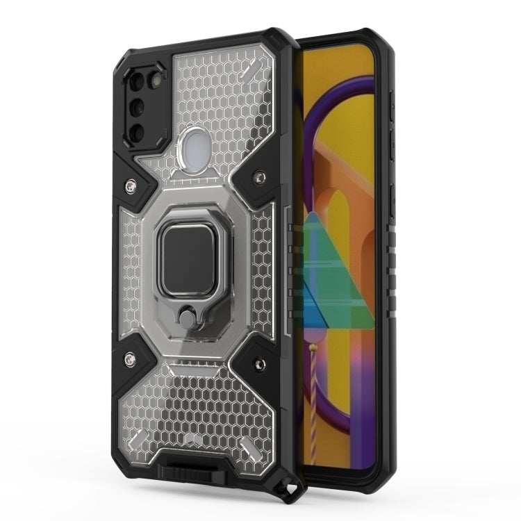 For Samsung Galaxy M30s Space PC+TPU Shockproof Case with Ring Holder