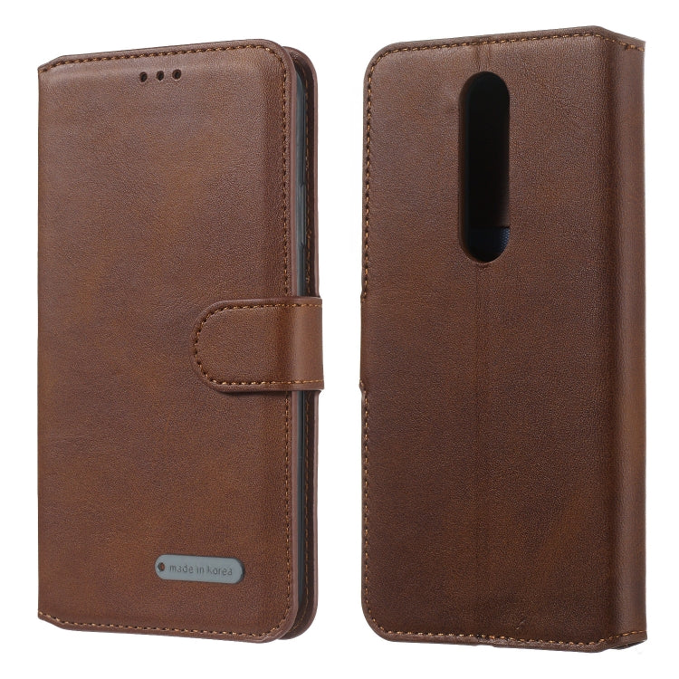 For Nokia 7.1 Solid Color Buckle Horizontal Flip Leather Case with Wallet & Holder & Card Slots