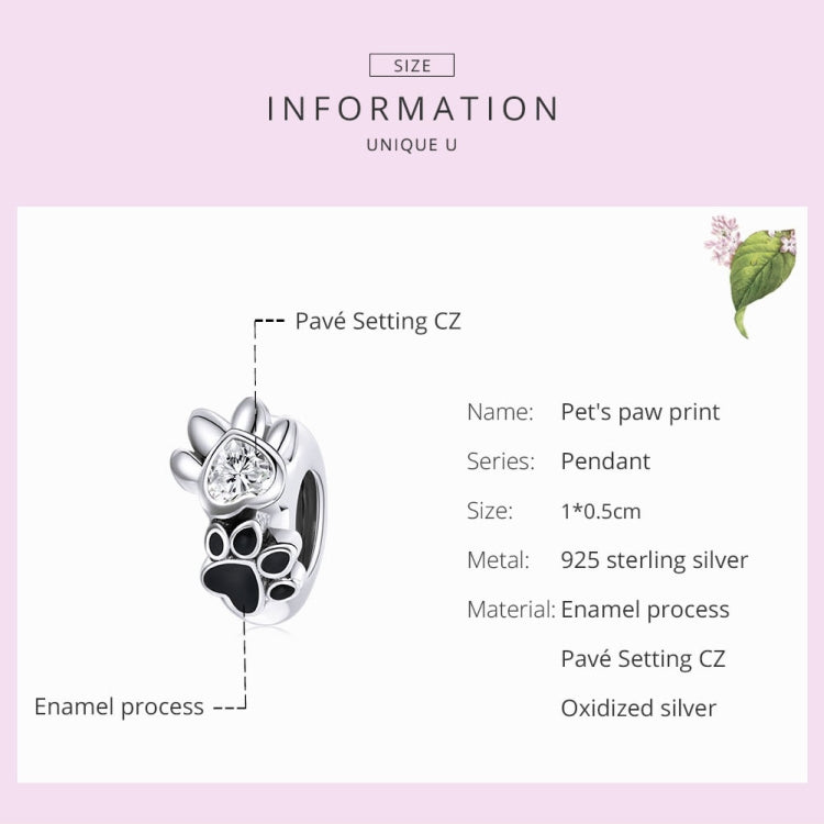 S925 Sterling Silver Pet Imprint Beads DIY Bracelet Necklace Accessories