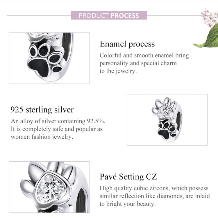 S925 Sterling Silver Pet Imprint Beads DIY Bracelet Necklace Accessories
