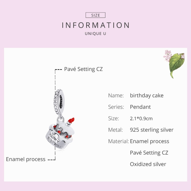 S925 Sterling Silver Birthday Cake Pendant DIY Bracelet Necklace Accessories