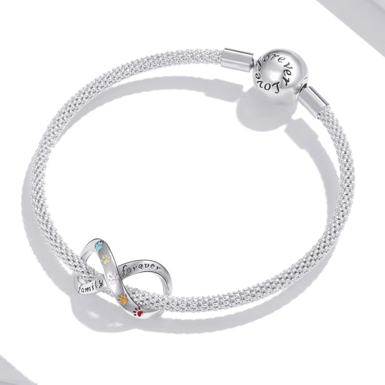 S925 Sterling Silver Paw Print Of Love Beads DIY Bracelet Necklace Accessories