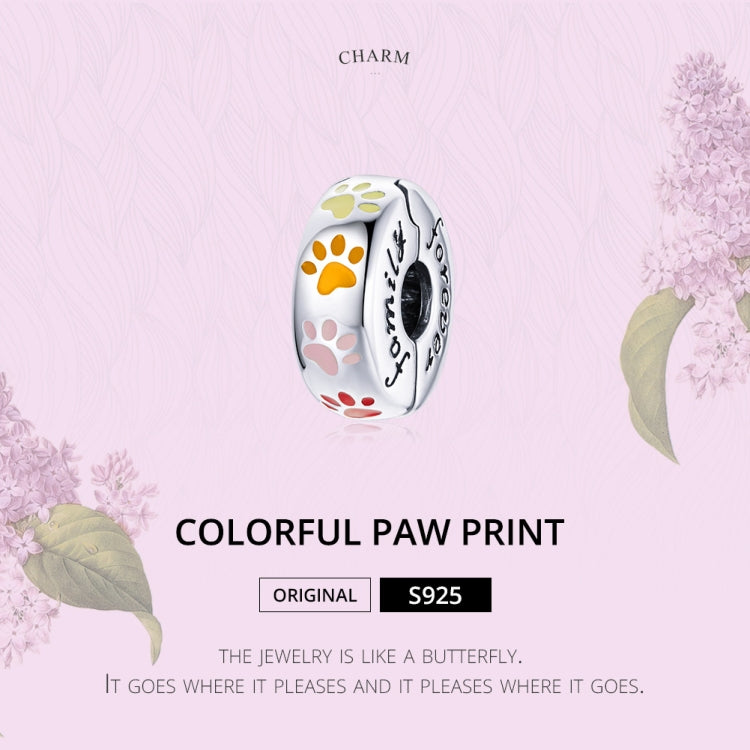 S925 Sterling Silver Colorful Paw Print Beads DIY Bracelet Necklace Accessories