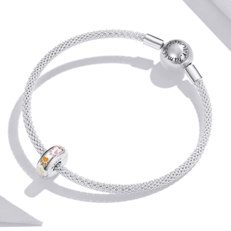 S925 Sterling Silver Colorful Paw Print Beads DIY Bracelet Necklace Accessories