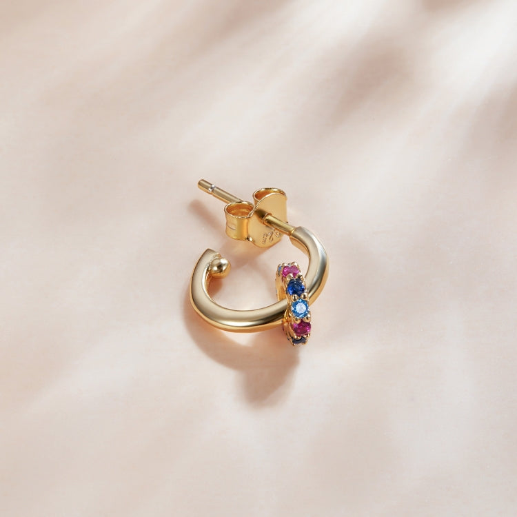 S925 Sterling Silver Real Gold-plated Colorful Ring Ear Studs Women Earrings
