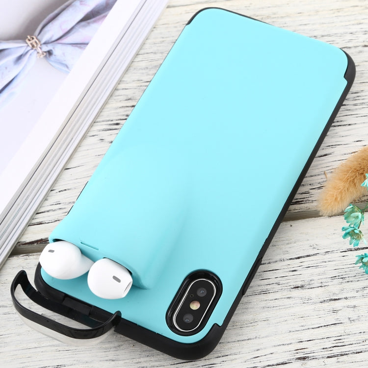 For iPhone X / XS PC + TPU Shockproof Protective Back Case With AirPods Storage Box