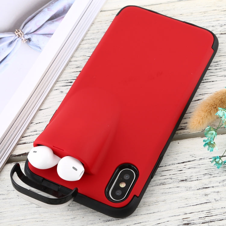 For iPhone X / XS PC + TPU Shockproof Protective Back Case With AirPods Storage Box