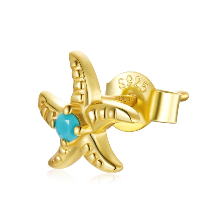 S925 Sterling Silver Real Gold-plated Starfish Ear Studs Women Earrings