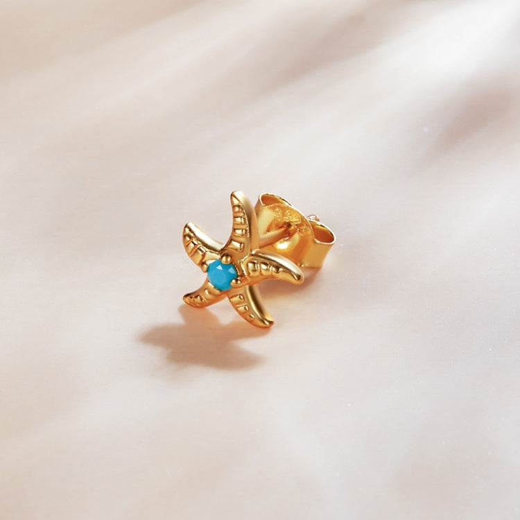S925 Sterling Silver Real Gold-plated Starfish Ear Studs Women Earrings