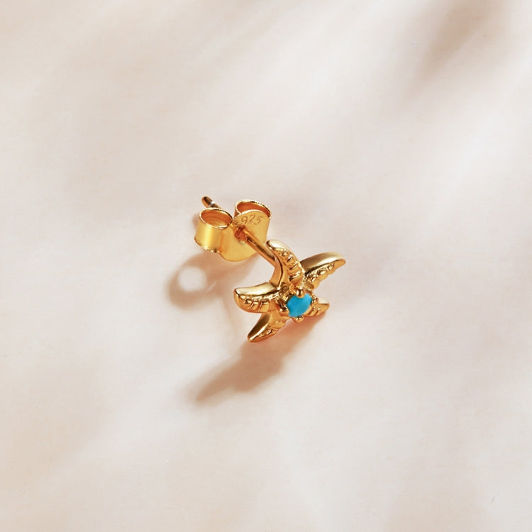S925 Sterling Silver Real Gold-plated Starfish Ear Studs Women Earrings