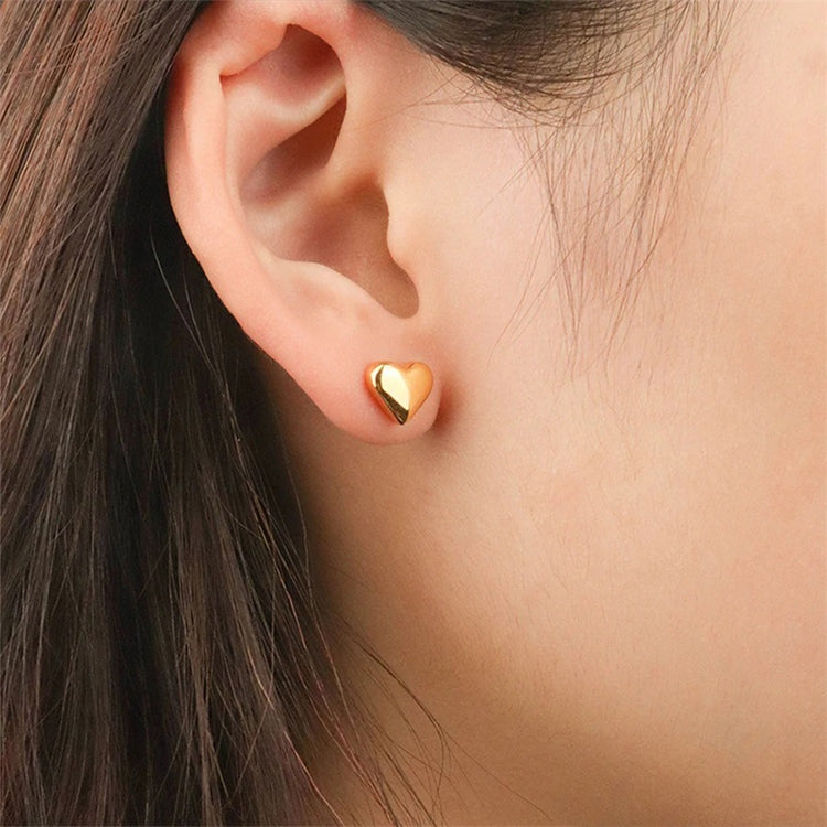 S925 Sterling Silver Real Gold-plated Heart Ear Studs Women Earrings