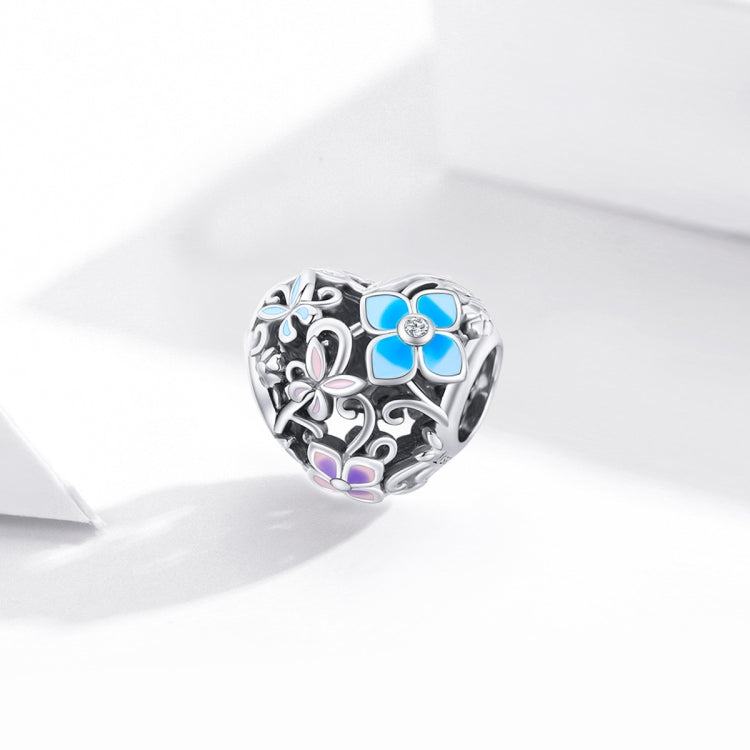 S925 Sterling Silver Heart Flower Butterfly Beads DIY Bracelet Necklace Accessories