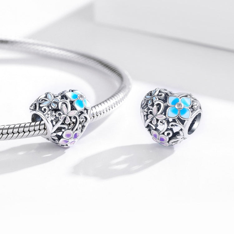 S925 Sterling Silver Heart Flower Butterfly Beads DIY Bracelet Necklace Accessories