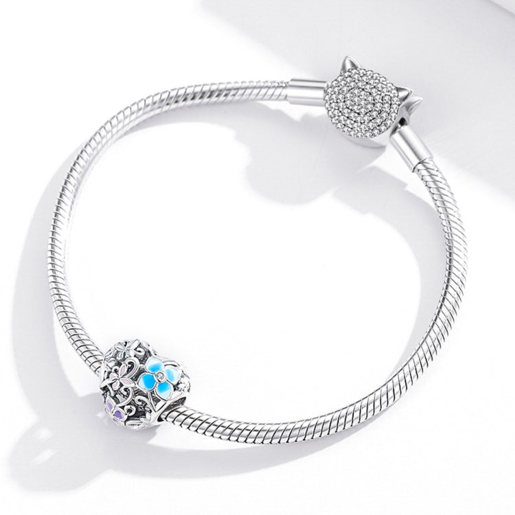 S925 Sterling Silver Heart Flower Butterfly Beads DIY Bracelet Necklace Accessories
