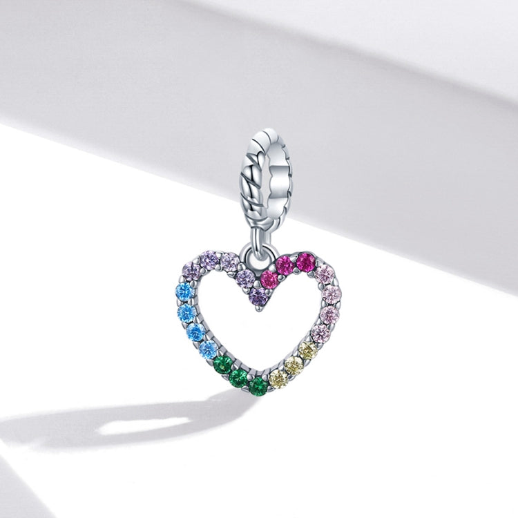 S925 Sterling Silver Rainbow Heart Pendant DIY Bracelet Necklace Accessories