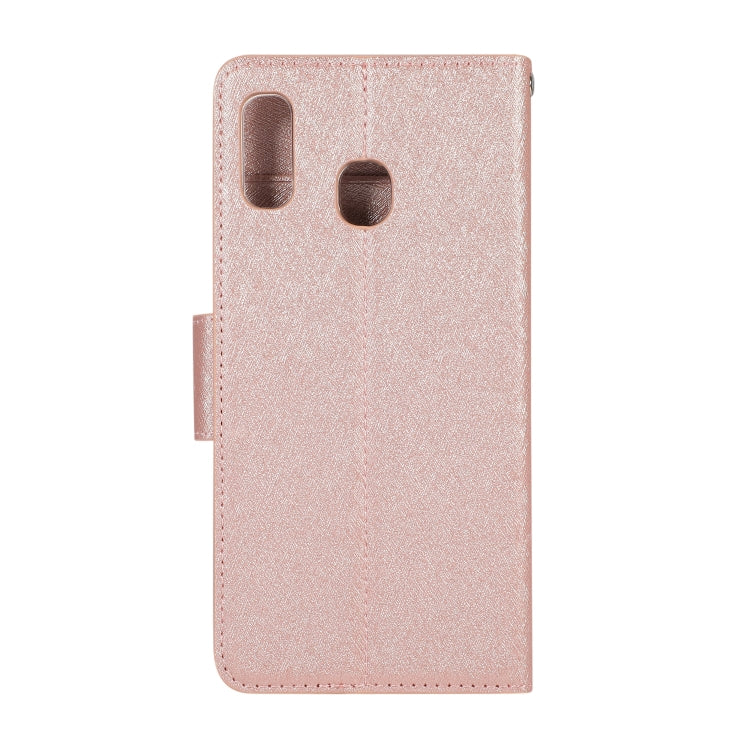 For Galaxy A10s Silk Texture Horizontal Flip Leather Case with Holder & Card Slots & Wallet & Photo Frame