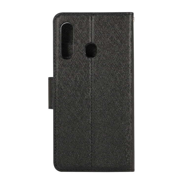 For Galaxy A20s Silk Texture Horizontal Flip Leather Case with Holder & Card Slots & Wallet & Photo Frame