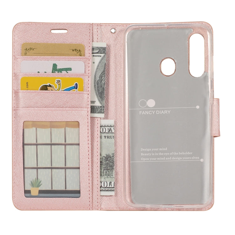 For Galaxy A20s Silk Texture Horizontal Flip Leather Case with Holder & Card Slots & Wallet & Photo Frame