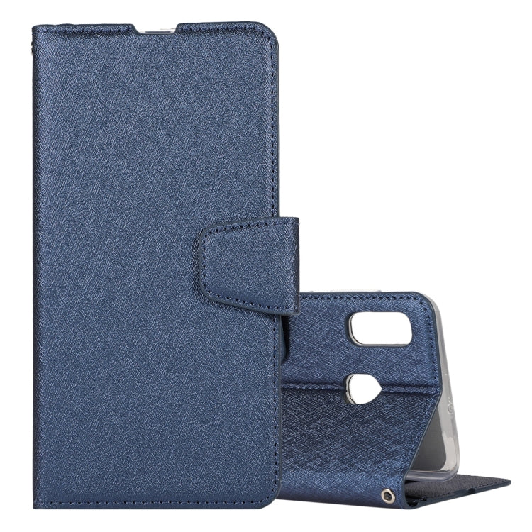 For Galaxy A20s Silk Texture Horizontal Flip Leather Case with Holder & Card Slots & Wallet & Photo Frame