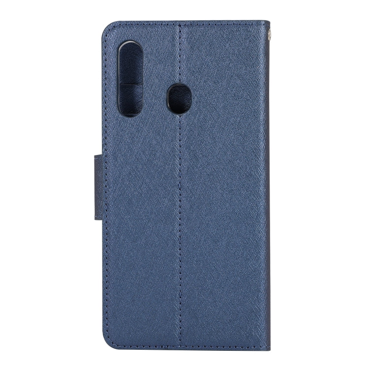 For Galaxy A20s Silk Texture Horizontal Flip Leather Case with Holder & Card Slots & Wallet & Photo Frame