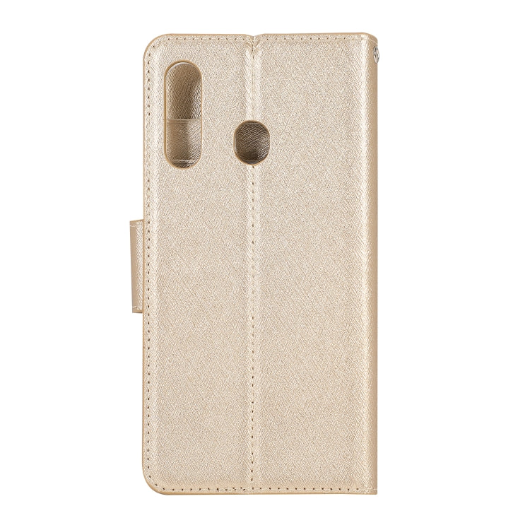 For Galaxy A20s Silk Texture Horizontal Flip Leather Case with Holder & Card Slots & Wallet & Photo Frame