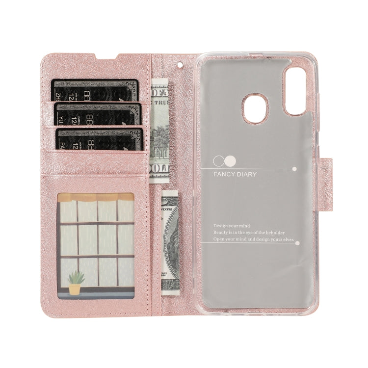 For Galaxy A40s & M30 Silk Texture Horizontal Flip Leather Case with Holder & Card Slots & Wallet & Photo Frame