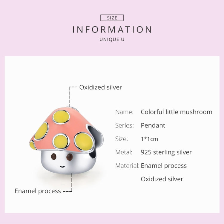 S925 Sterling Silver Colorful Little Mushrooms Beads DIY Bracelet Necklace Accessories