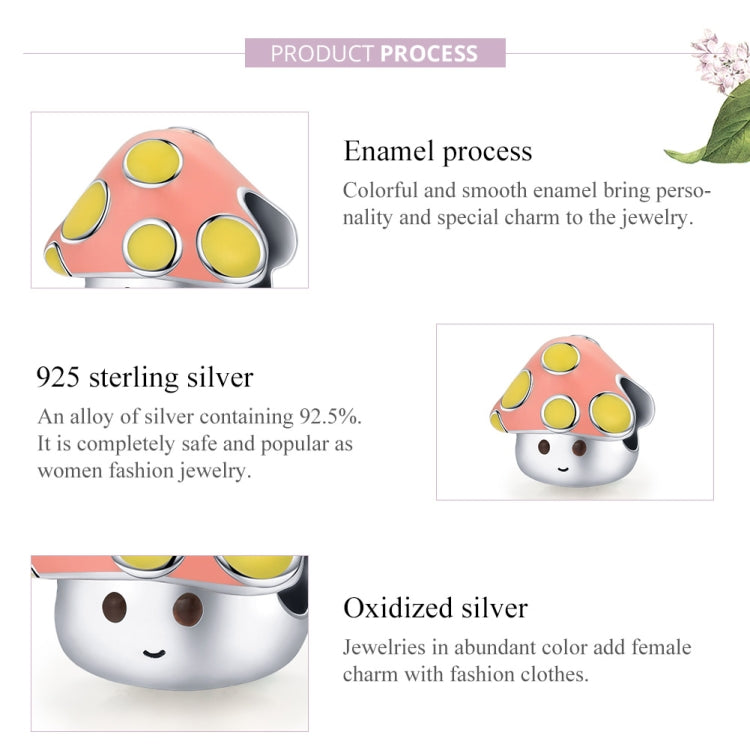 S925 Sterling Silver Colorful Little Mushrooms Beads DIY Bracelet Necklace Accessories
