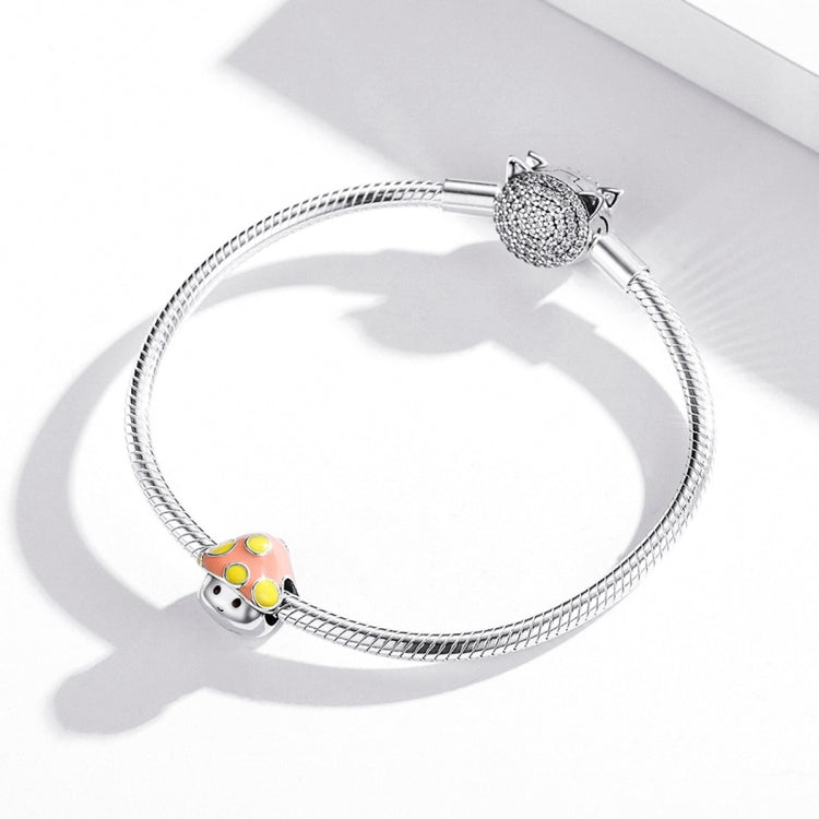 S925 Sterling Silver Colorful Little Mushrooms Beads DIY Bracelet Necklace Accessories