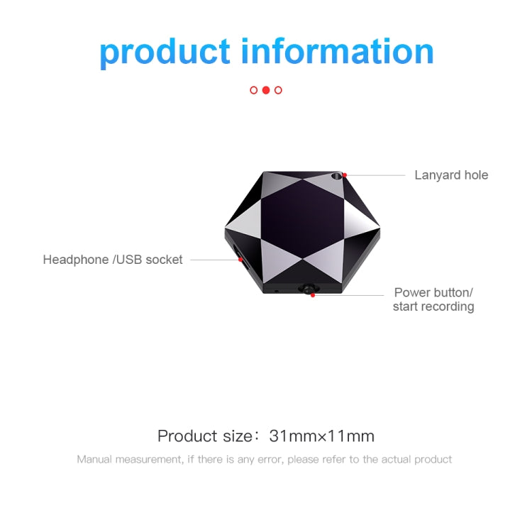 M6 Intelligent Voice Control Noise Reduction Recorder Pendant, Capacity:16GB