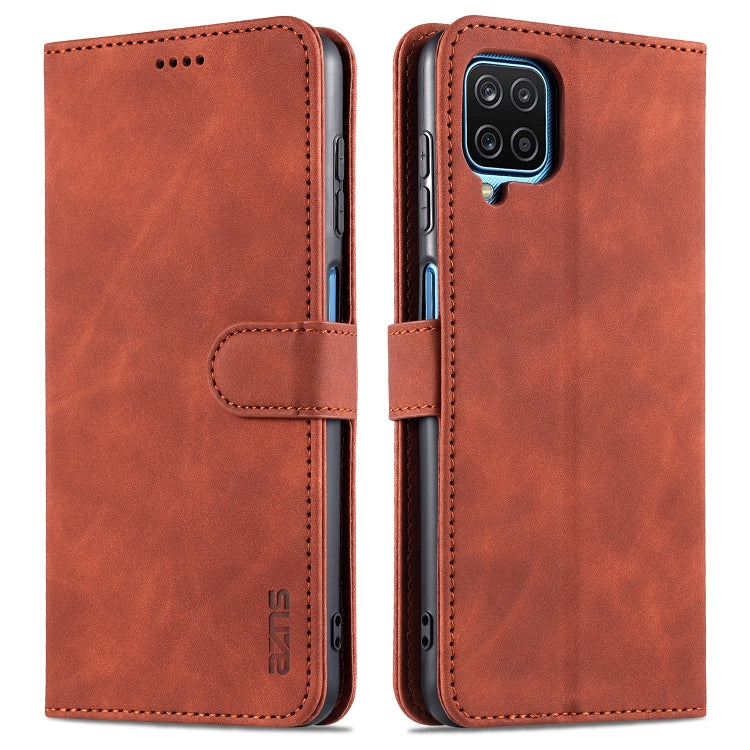 For Samsung Galaxy A12 5G AZNS Skin Feel Calf Texture Horizontal Flip Leather Case with Card Slots & Holder & Wallet