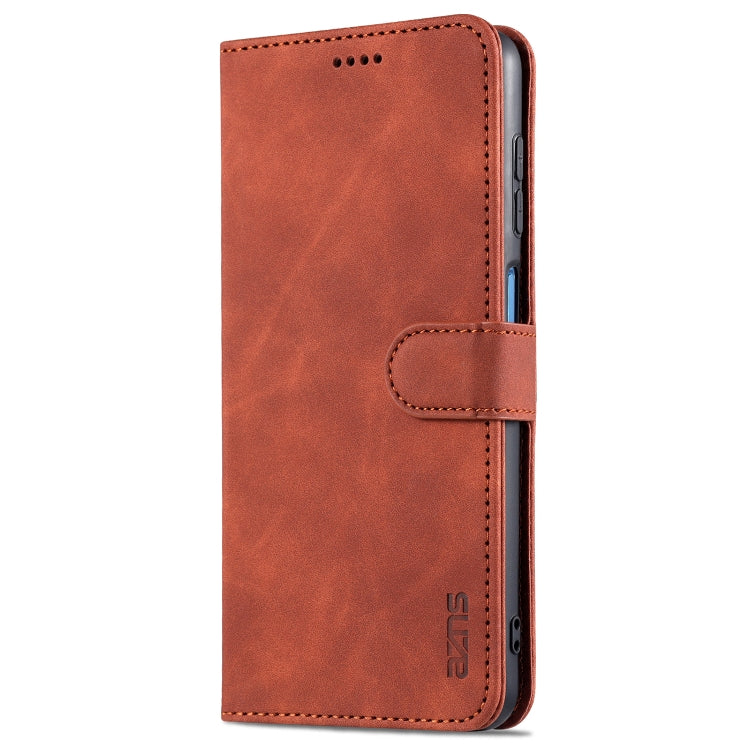 For Samsung Galaxy A12 5G AZNS Skin Feel Calf Texture Horizontal Flip Leather Case with Card Slots & Holder & Wallet