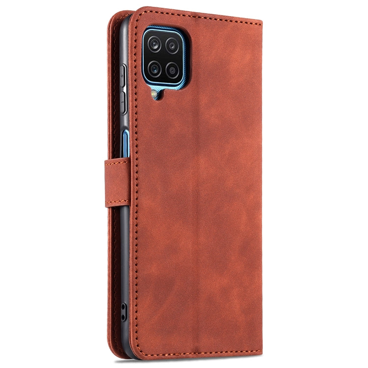 For Samsung Galaxy A12 5G AZNS Skin Feel Calf Texture Horizontal Flip Leather Case with Card Slots & Holder & Wallet