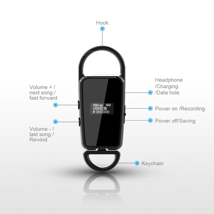 S23 HD Noise Reduction Keychain Voice Recorder Pen with Display Screen, Capacity:32GB