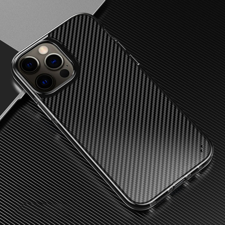 For iPhone 12 mini Transparent Carbon Fiber  + TPU Shockproof Case