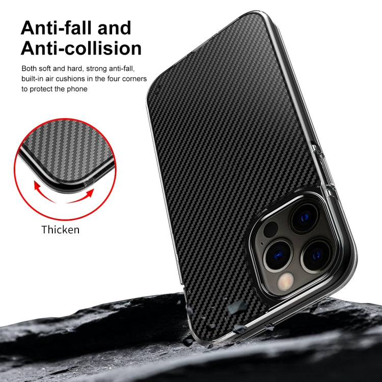 For iPhone 12 mini Transparent Carbon Fiber  + TPU Shockproof Case