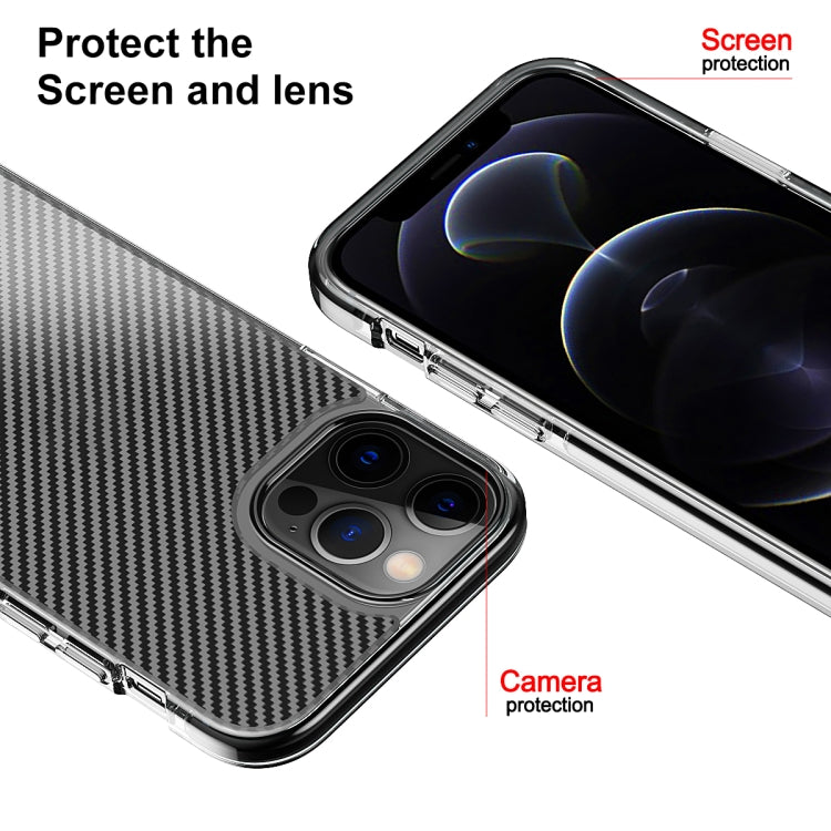 For iPhone 12 mini Transparent Carbon Fiber  + TPU Shockproof Case