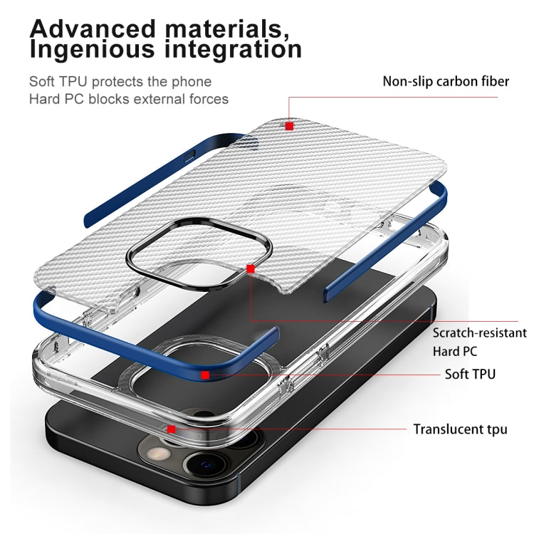 For iPhone 12 mini Transparent Carbon Fiber  + TPU Shockproof Case