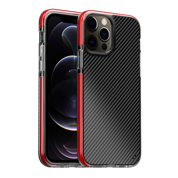 For iPhone 12 mini Transparent Carbon Fiber  + TPU Shockproof Case