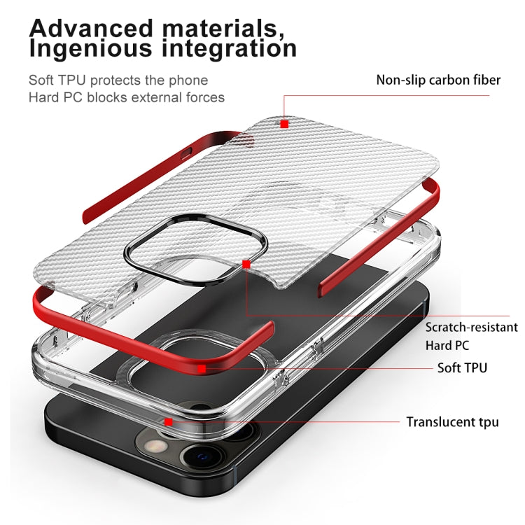 For iPhone 12 mini Transparent Carbon Fiber  + TPU Shockproof Case