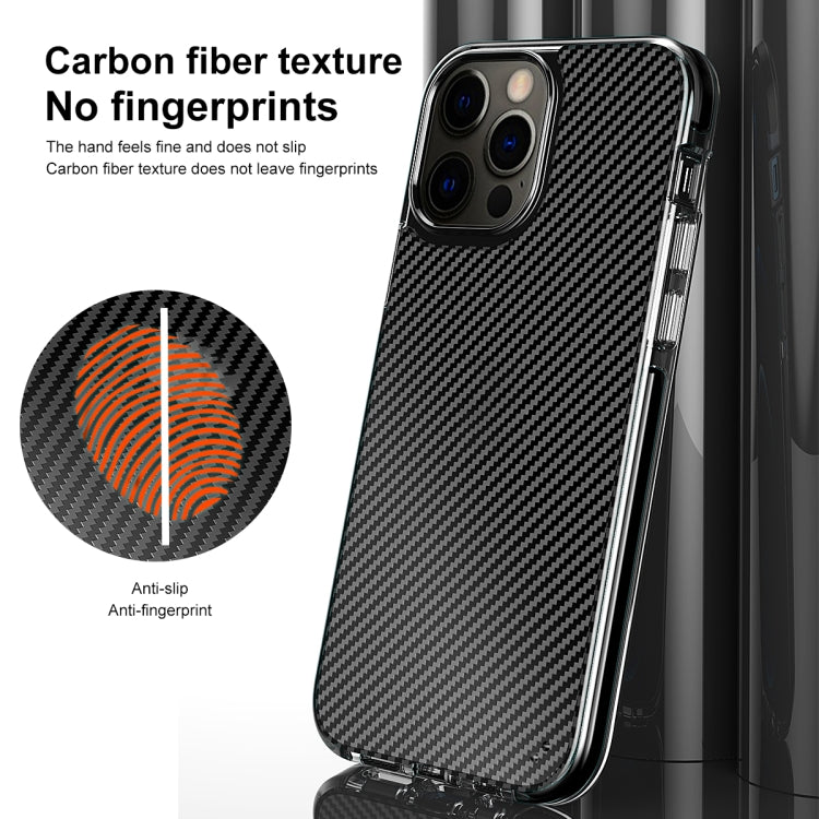 For iPhone 12 / 12 Pro Transparent Carbon Fiber  + TPU Shockproof Case