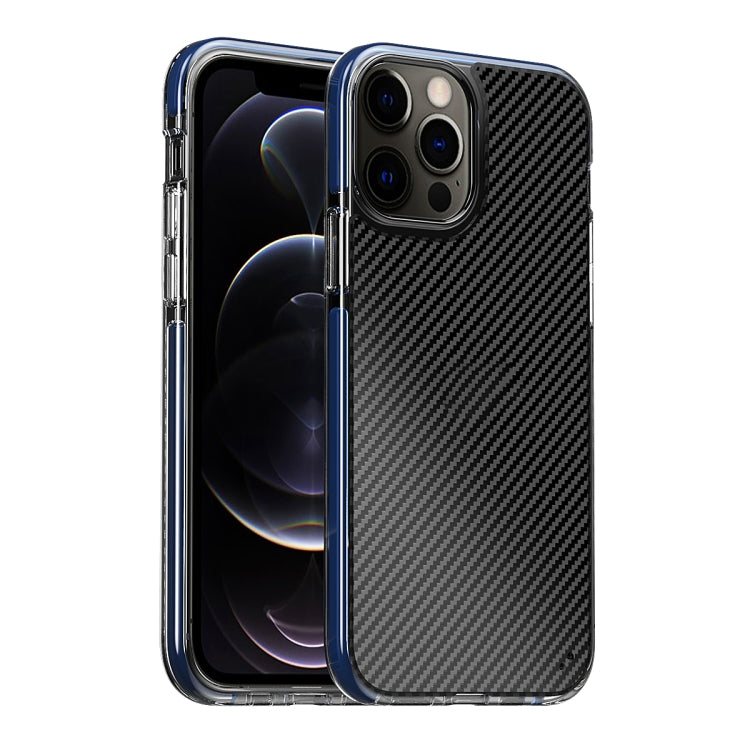 For iPhone 12 / 12 Pro Transparent Carbon Fiber  + TPU Shockproof Case