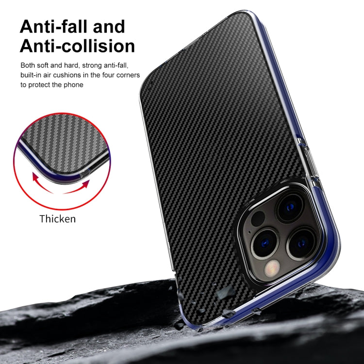 For iPhone 12 / 12 Pro Transparent Carbon Fiber  + TPU Shockproof Case