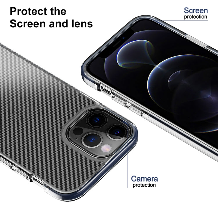 For iPhone 12 / 12 Pro Transparent Carbon Fiber  + TPU Shockproof Case