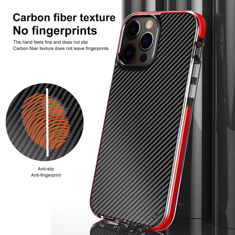 For iPhone 12 / 12 Pro Transparent Carbon Fiber  + TPU Shockproof Case