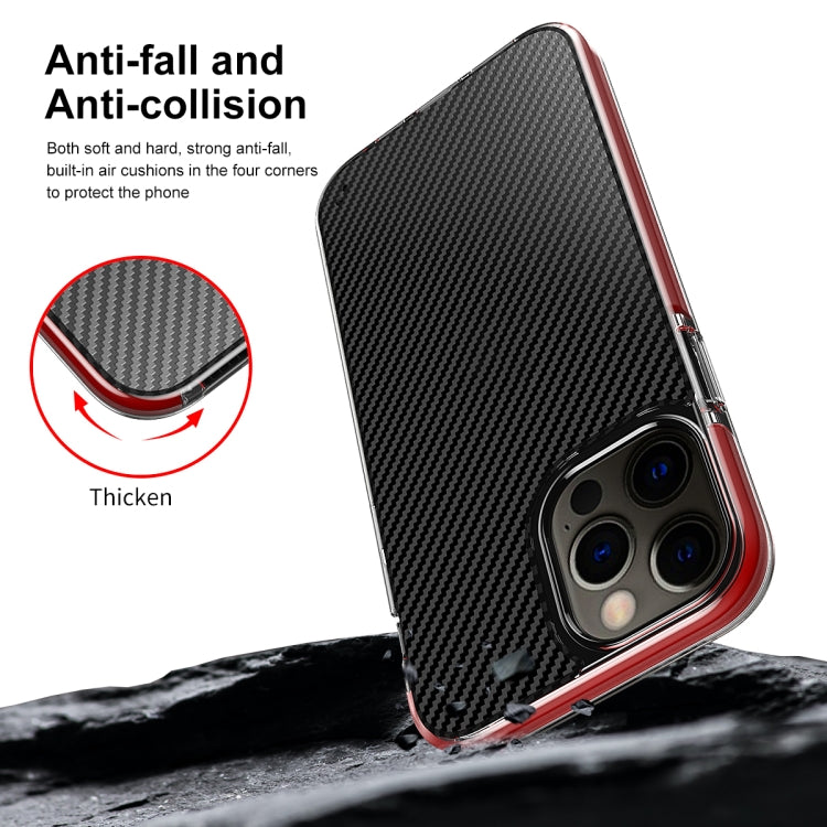For iPhone 12 / 12 Pro Transparent Carbon Fiber  + TPU Shockproof Case